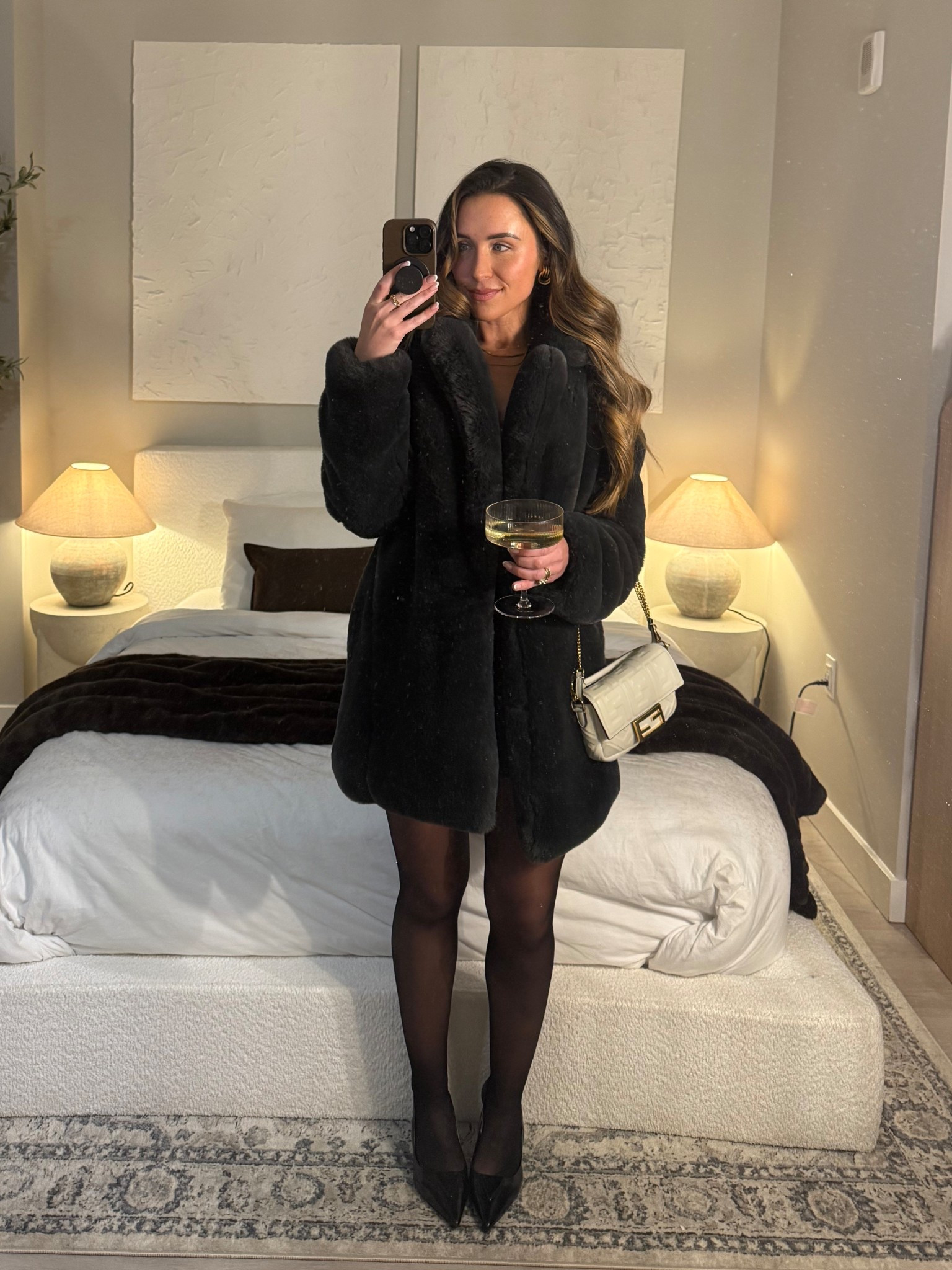 winter dinner outfit
I got this black fur coat at Zara years ago, but linked a similar one!
The black blazer top is an XS
A black slingback heel is my go to in the winter