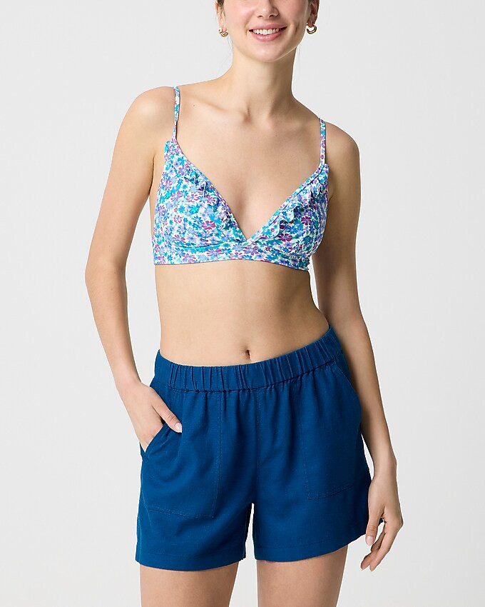 Floral french bikini top with ruffles | J.Crew Factory
