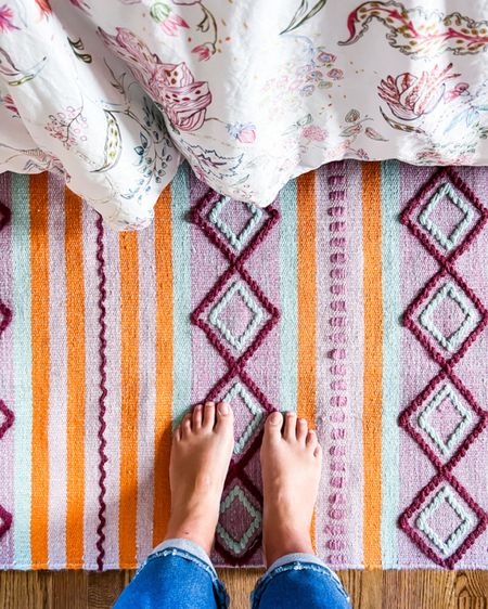 SALE ALERT!!! Our stunning guest room rug is 70% off right now at Annie Selke which almost never happens. It's amazing quality and cleans nicely because it's considered indoor/outdoor. 

Annie selke rug, colorful rug sale, discounted rug, striped rug 

#LTKsalealert #LTKstyletip #LTKhome