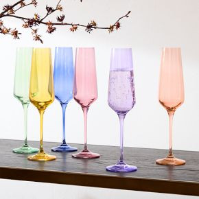 Estelle Colored Glass Champagne Flute (Set of 6) | West Elm (US)