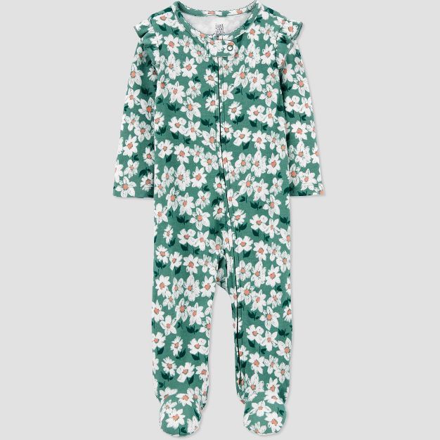 Carter&#39;s Just One You&#174; Baby Girls&#39; Floral Interlock Footed Pajama - Green 6-9M | Target