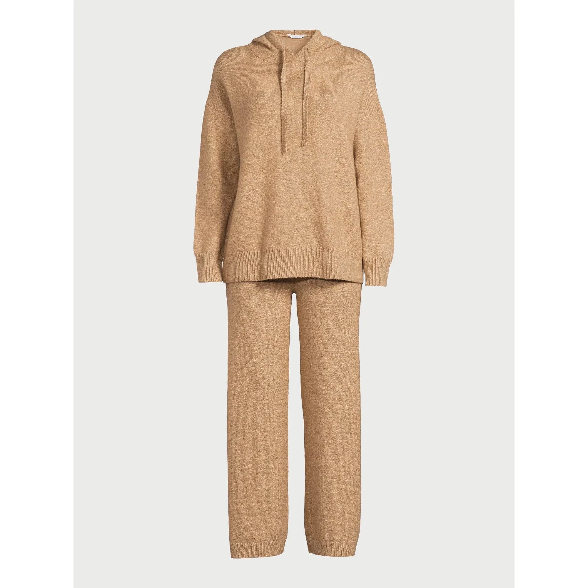 Time and Tru Women's Long Sleeve Hoodie Pullover and Pant Sweater Set, Sizes XS-4X | Walmart (US)