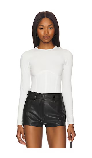 Organic Cotton Long Sleeve T-shirt Bodysuit in Ivory | Revolve Clothing (Global)