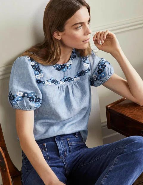 Embroidered Linen Top | Boden (US)