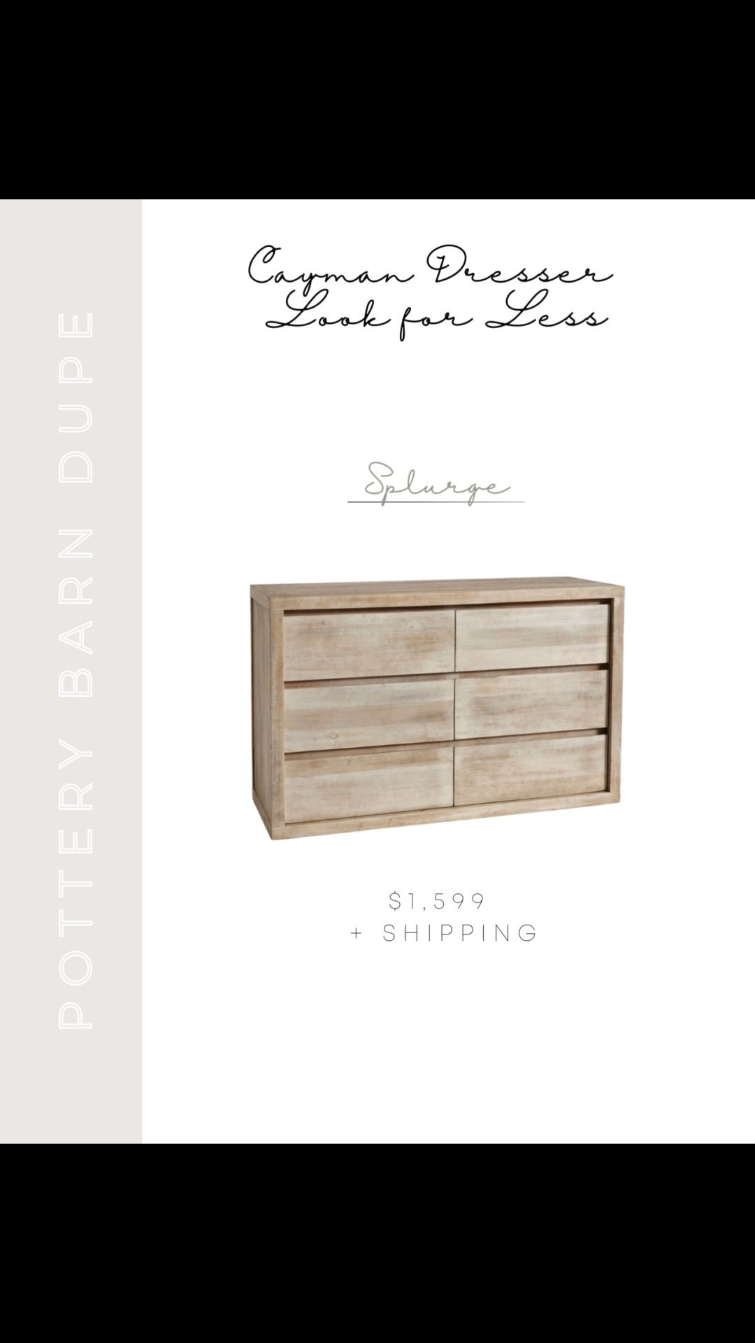 If you love the look of the Pottery Barn Cayman dresser but don’t want to splurge, these are great look for less options with a similar style! 