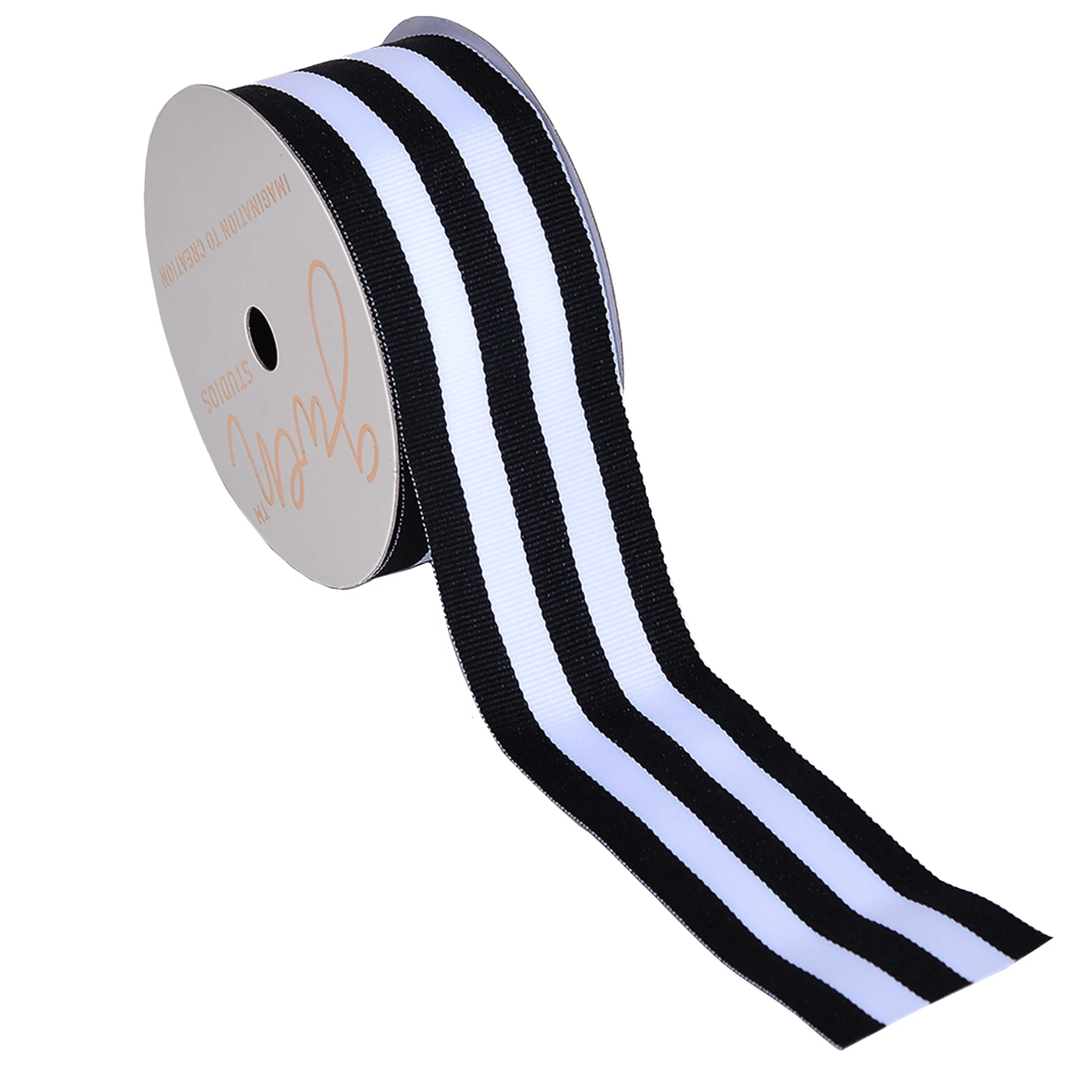 Gwen Studios 1.5" Black and White Stripe Grosgrain Ribbon, 3 Yards | Walmart (US)