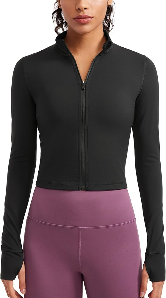 CRZ YOGA Womens Butterluxe Full Zip Cropped Workout Jackets Slim Fit Lightweight Athletic Yoga Ja... | Amazon (US)