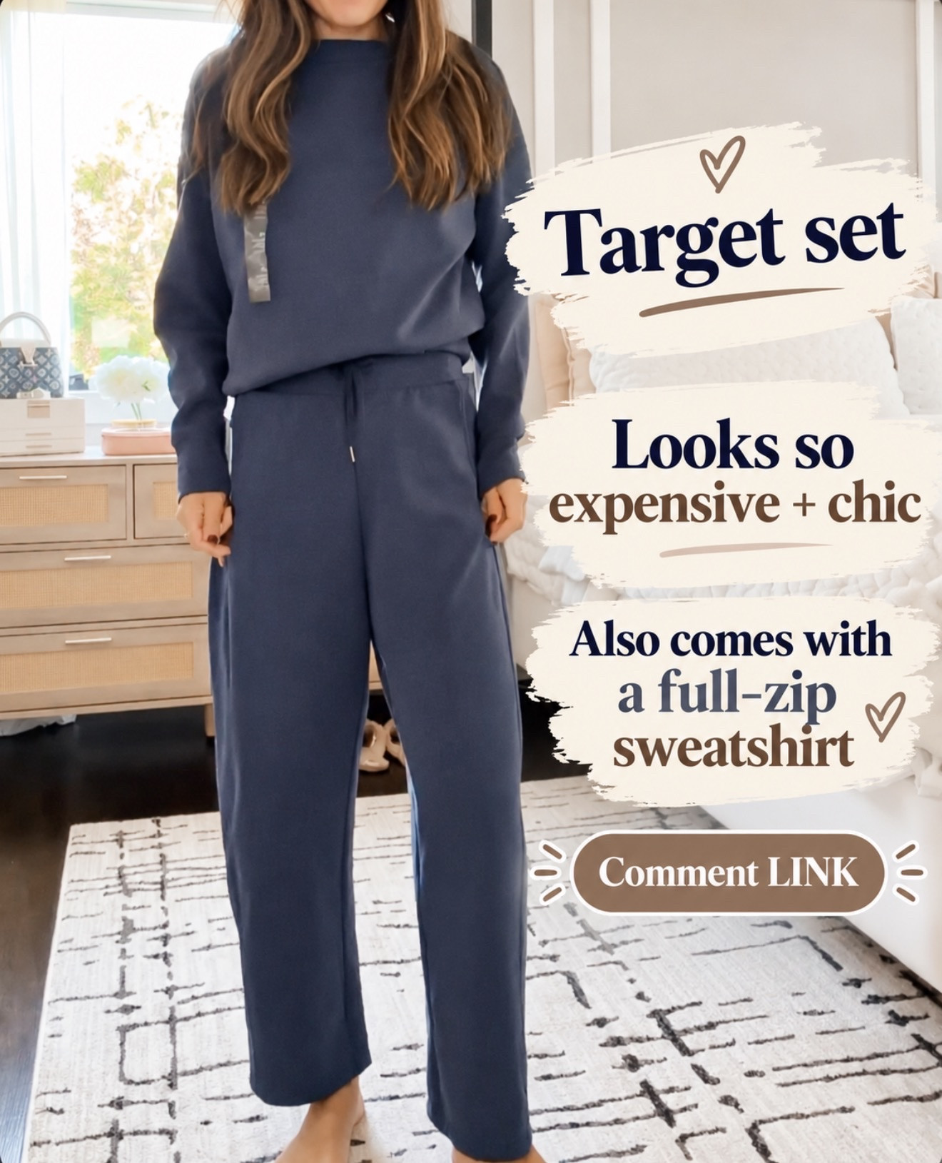This Target set looks so expensive and chic! It also comes with a full-zip sweatshirt, so you can wear it a few ways. 
💬Comment LINK and I’ll send you the details.