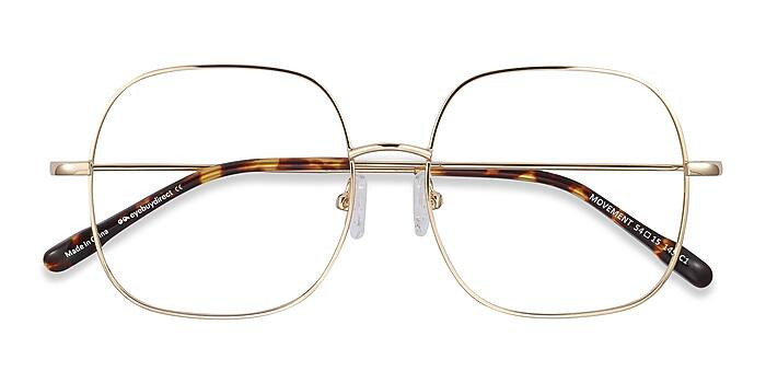 Movement Square Golden Full Rim Eyeglasses | EyeBuyDirect | EyeBuyDirect.com