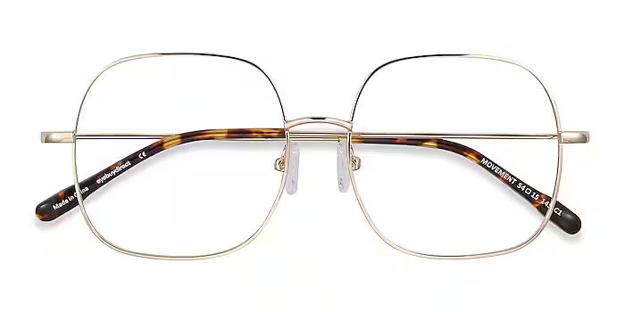 Movement Square Golden Full Rim Eyeglasses | Eyebuydirect | EyeBuyDirect.com