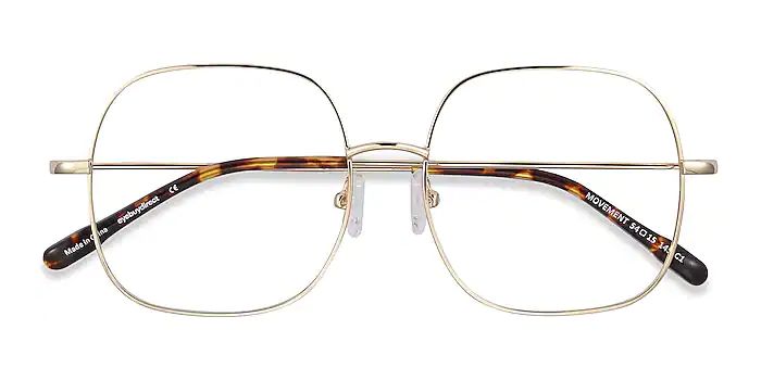 Movement Square Golden Full Rim Eyeglasses | EyeBuyDirect | EyeBuyDirect.com