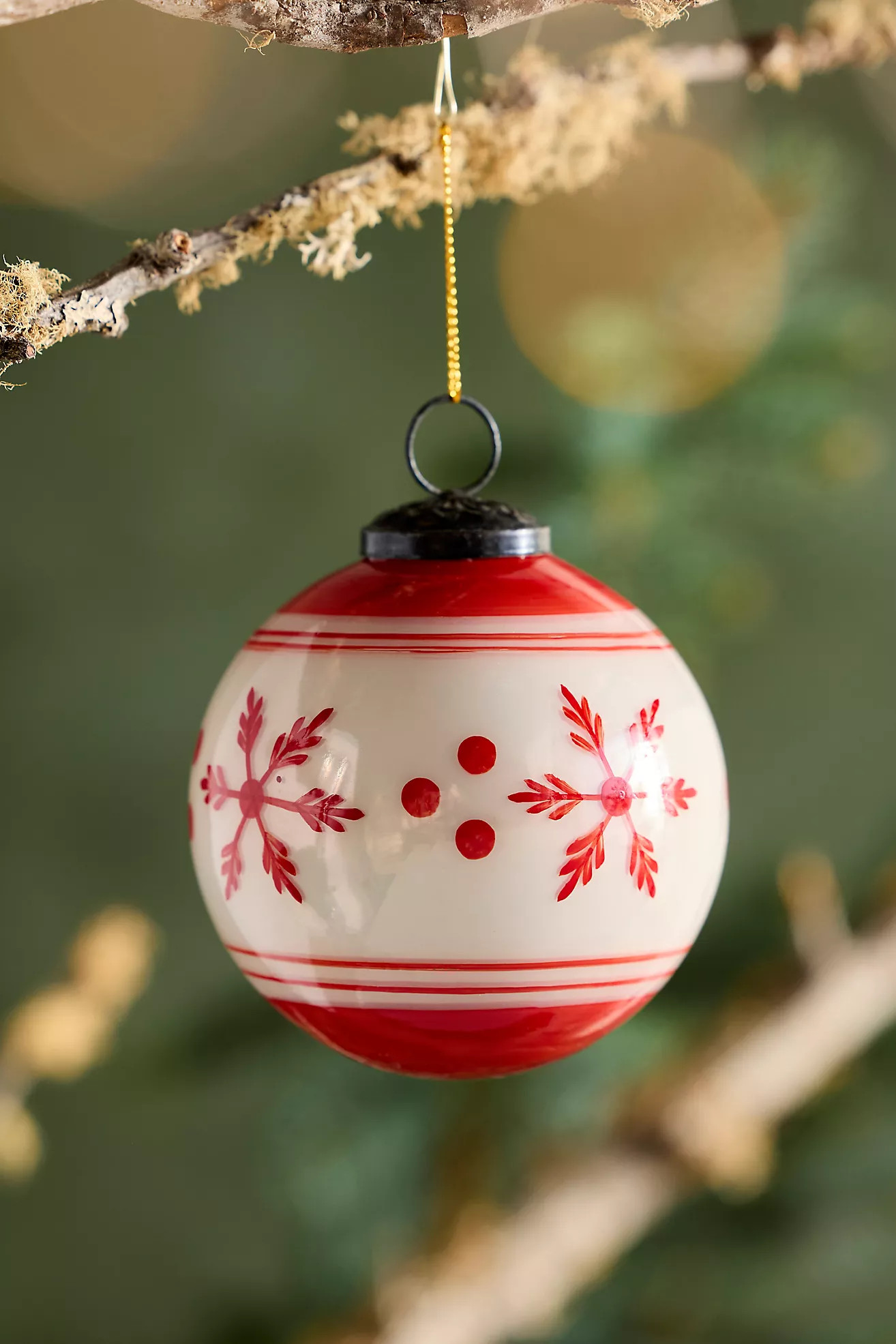 Red Snowflake Glass Globe Ornament | Terrain