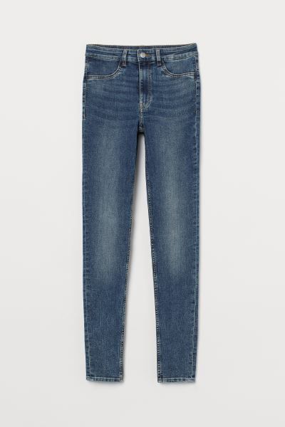 Jeans aus superstretchigem, gewaschenem Denim mit superschmalem Bein und hohem Bund. Ziertaschen ... | H&M (DE, AT, CH, NL, FI)