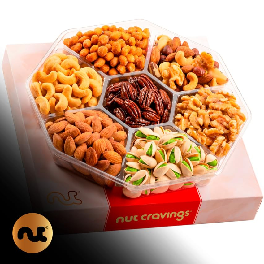 Christmas Gift Basket Holiday Mixed Dried Fruit & Nuts in Reusable Wooden Tray + Ribbon (12 Assortme | Amazon (US)