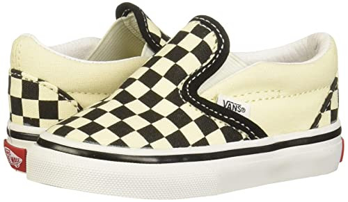 Vans Toddler's Classic Slip On, Black/Off White Checkerboard/White, Size 5 Toddler | Amazon (US)