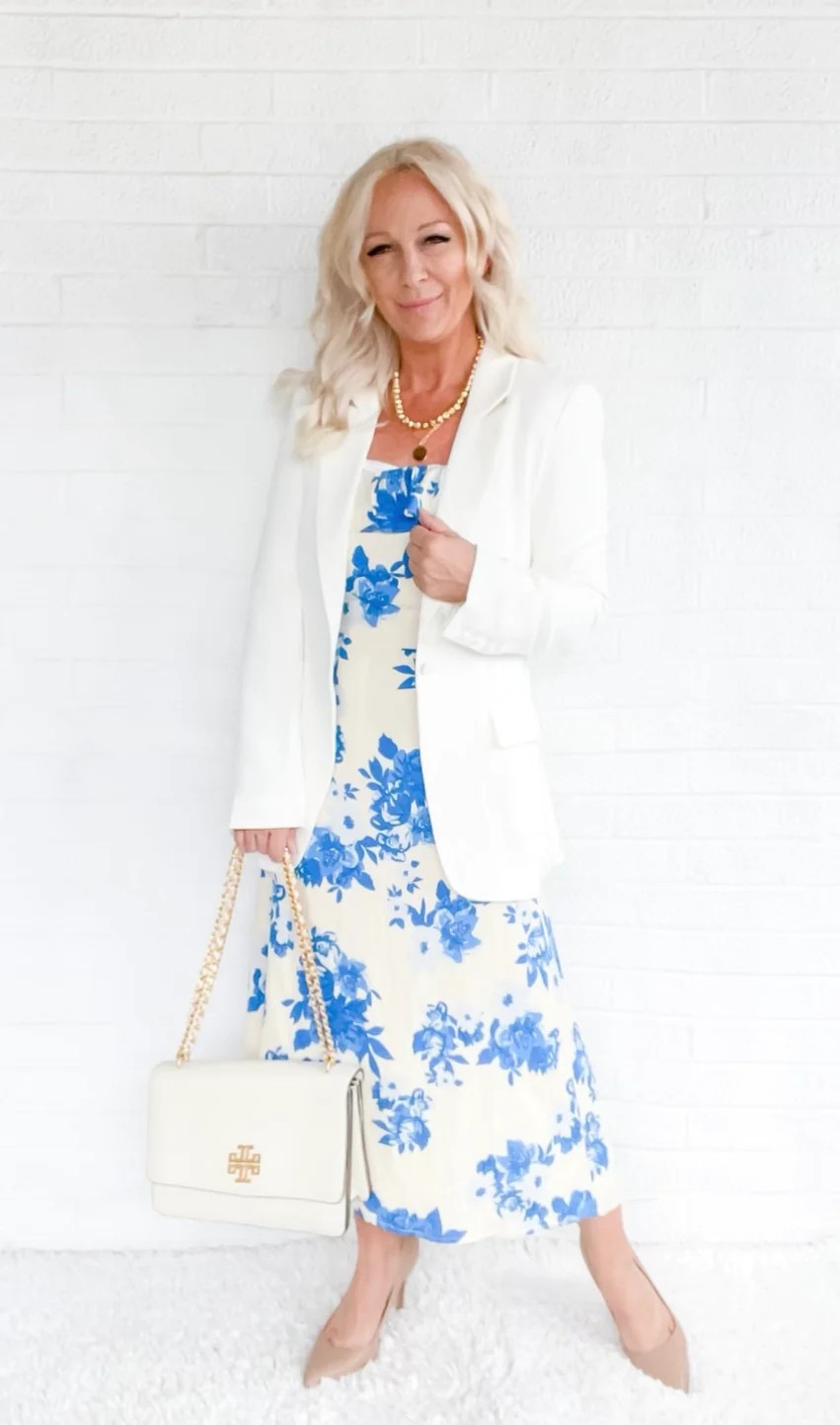 White Rica Suave Fitted Blazer | Peppered with leopard