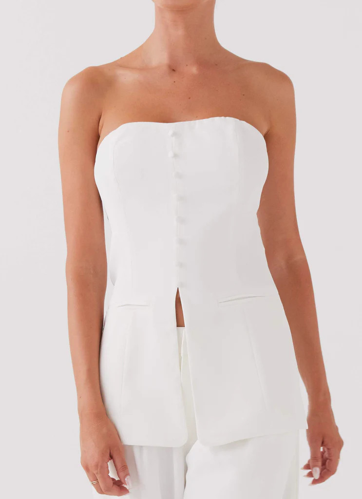 Riveria Tailored Strapless Top - Ivory | Peppermayo (Global)