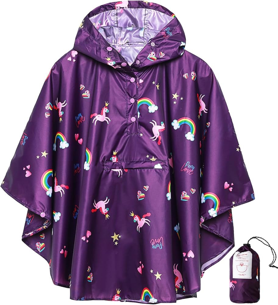 SaphiRose Lightweight Kids Rain Poncho Jacket Waterproof Outwear Rain Coat | Amazon (US)