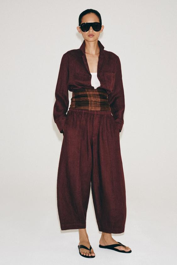 Zara - Barrel-Hose Aus Leinen Zw Collection - Flieder Zart - S - Damen | Zara DE