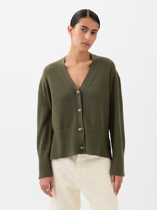 24/7 Split-Hem Linen-Blend Oversized Cardigan | Gap (US)