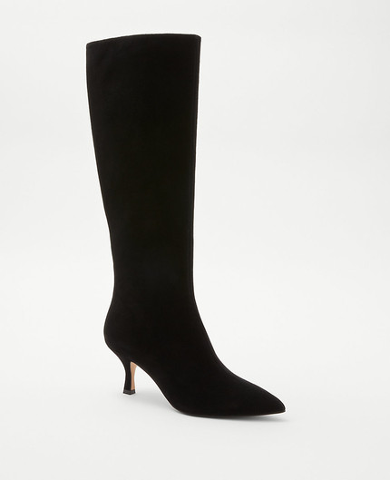 Click for more info about Curved Stiletto Kitten Heel Suede Boots