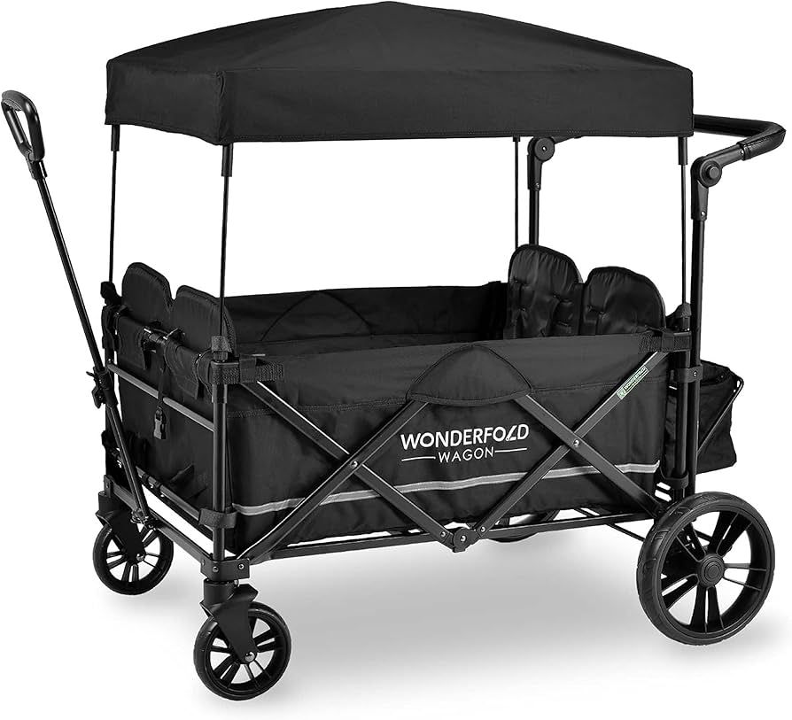 WONDERFOLD X4 Push & Pull Quad Stroller Wagon (4 Seater) Featuring Seats with 5-Point Harnesses, ... | Amazon (US)