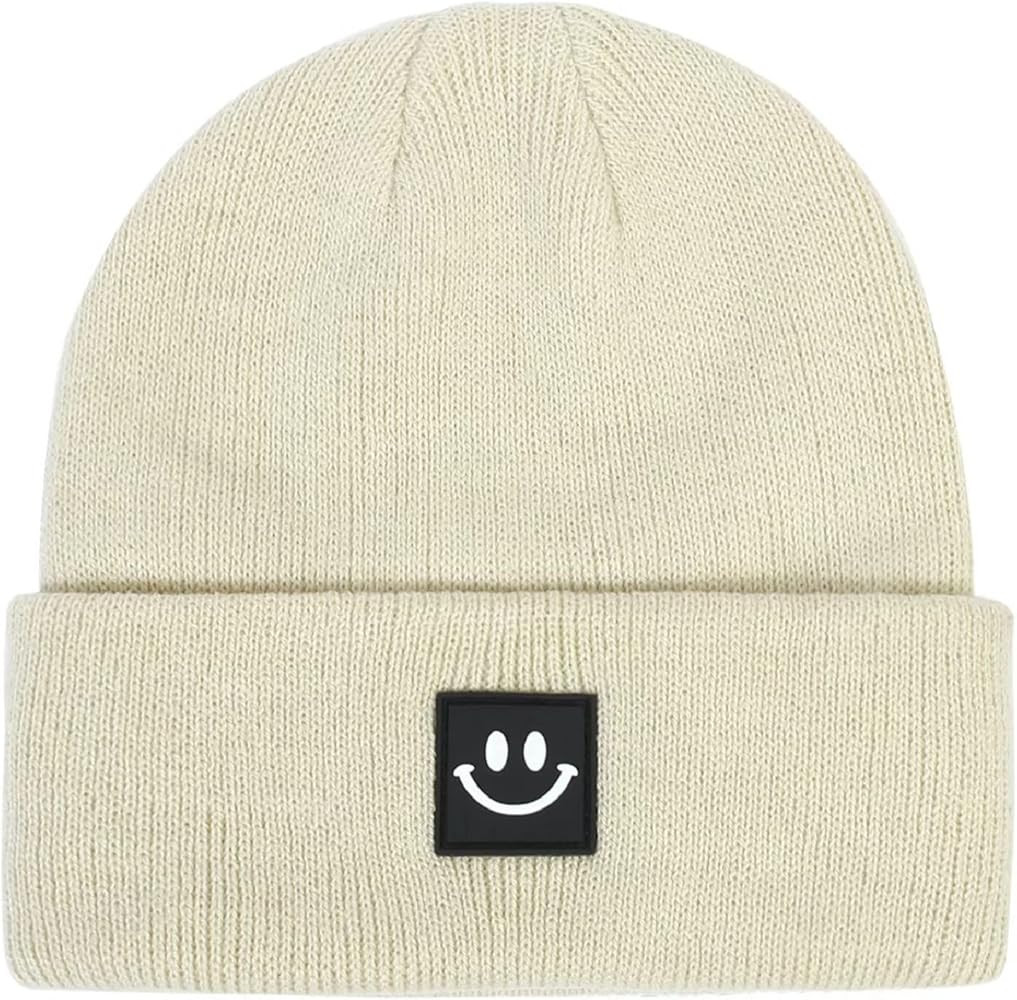 CAZYTOYZ Baby Beanie Hats Soft Winter Warm Knitted Beanie Hat with Smile Face for Infant Toddler ... | Amazon (US)