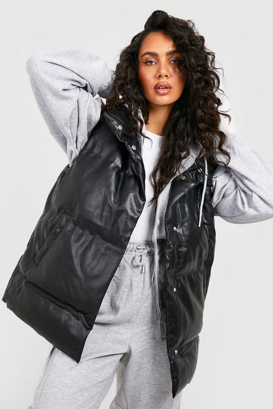 Faux Leather Oversized Gilet | Boohoo.com (US & CA)