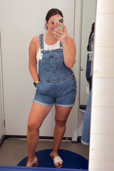 Denim overalls are a summer staple 👏🏼 really love these from old navy - I’m wearing a L and it’s a more fitted look XL was very oversized on me 

#LTKunder50 #LTKSeasonal