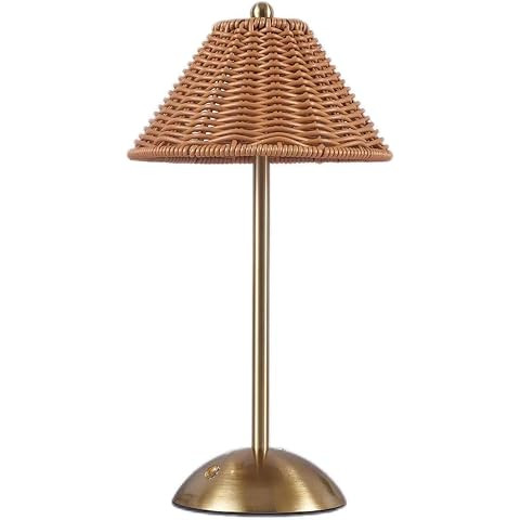 Boho Rattan Table Lamp,Wicker Night Light,LED Rechargeable Reading Lights,3 Color Touch Control D... | Amazon (US)