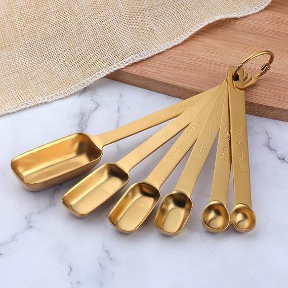 MINGYU Set of 6 Measuring Spoons, Square Stainless Stee Teaspoons Measuring Spoon with Accurate M... | Amazon (US)