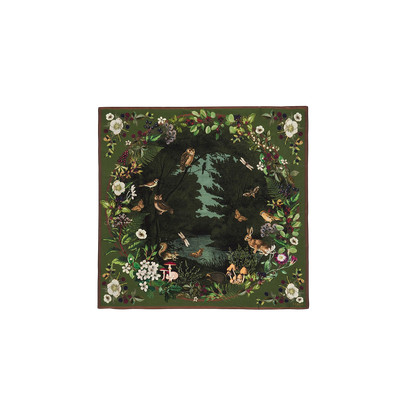 Fable England Orla Narrative Medium Square Scarf in Khaki at Nordstrom | Nordstrom