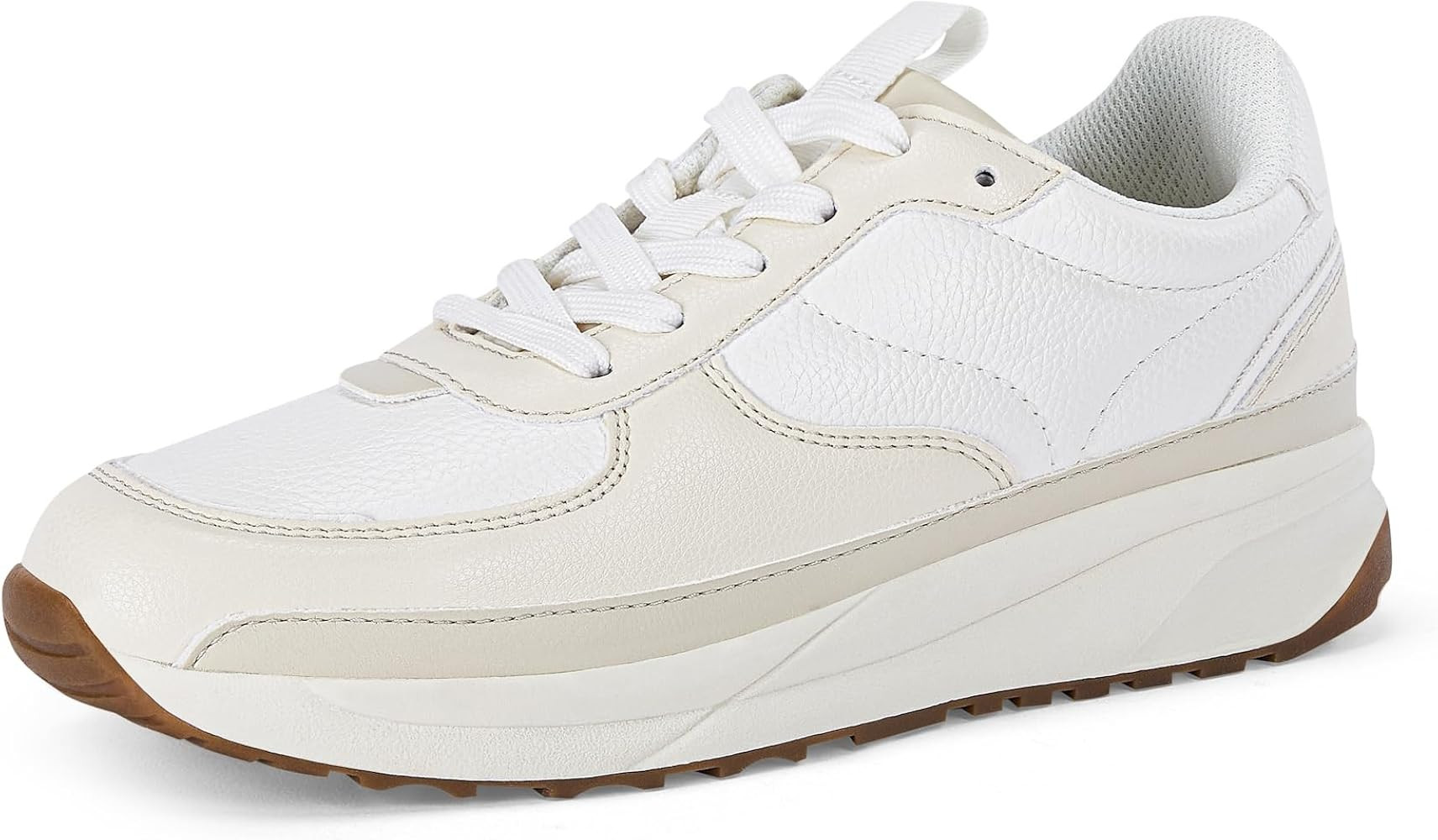 Womens Lace Up Platform Sneakers Retro Colorblock Faux Leather Suede Splicing Comfortable Non Sli... | Amazon (US)