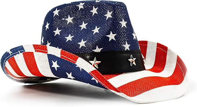 FLUFFY SENSE. American Flag Cowboy Hat USA Vintage Western Style Party Parade Rodeos Patriotic Un... | Amazon (US)