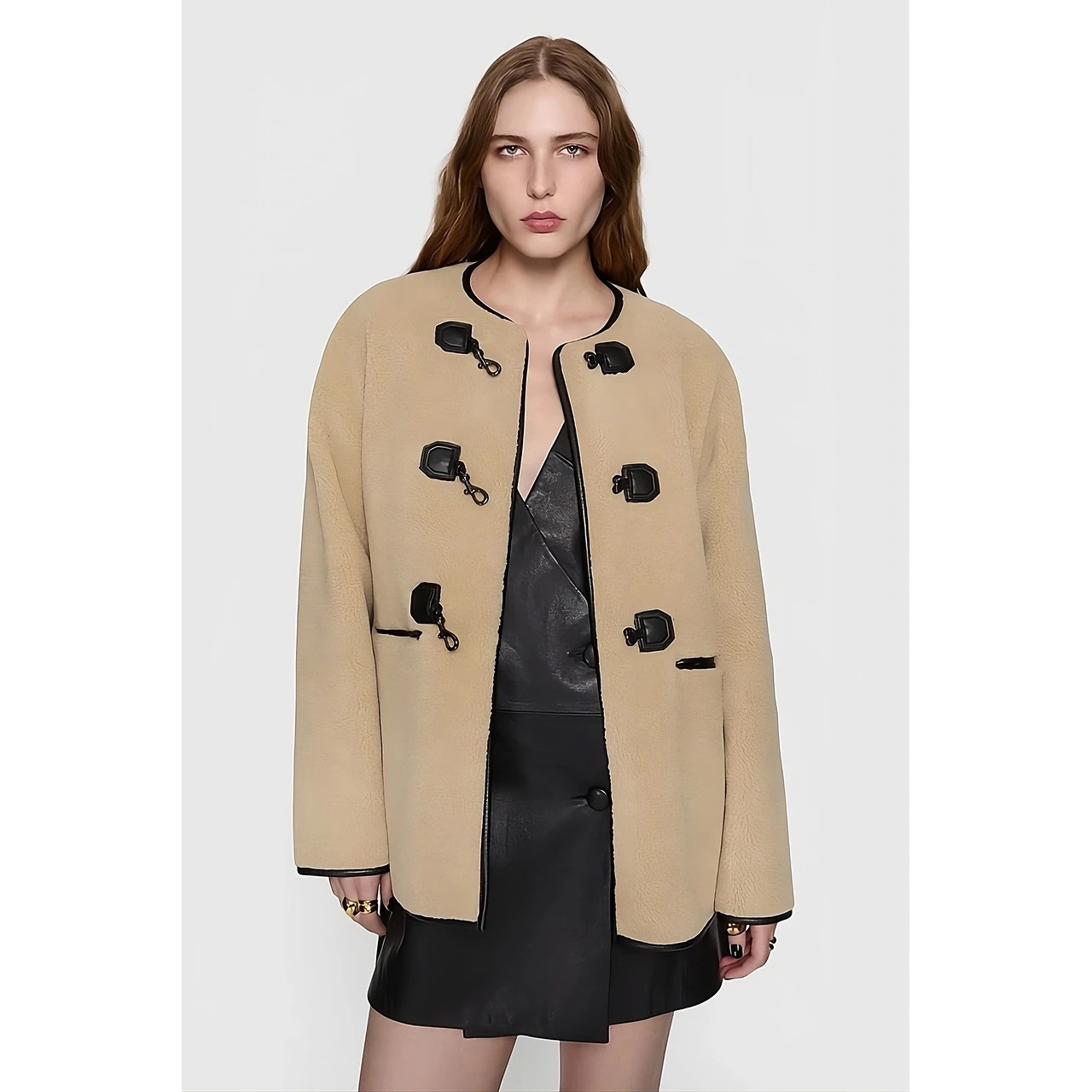 Rebecca Minkoff Faux Shearling Toggle Jacket. - M - Natural | Overstock