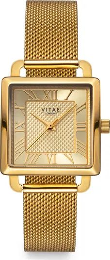 Vitae London Iiesha Petite Mesh Bracelet Watch, 25mm | Nordstrom | Nordstrom