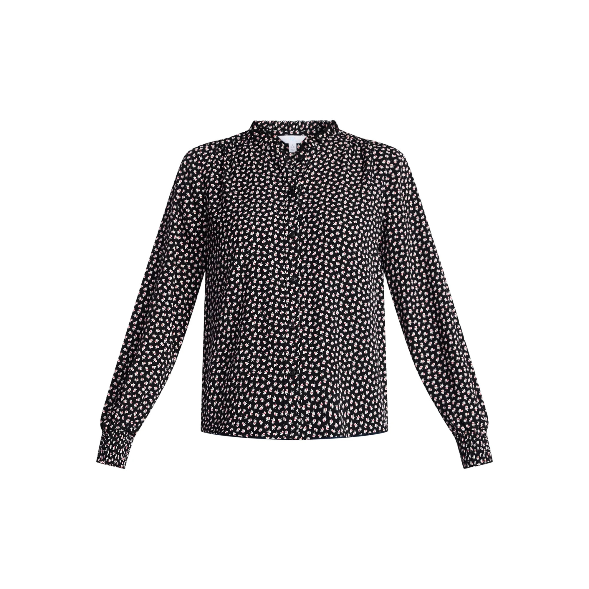 Time and Tru Women's Ruffle Button Down Blouse with Long Sleeves, Sizes XS-XXXL | Walmart (US)