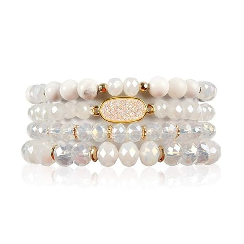 RIAH FASHION Bohemian Versatile Multi-Layer Bead Statement Bracelet - Stretch Strand Stackable Cu... | Amazon (US)
