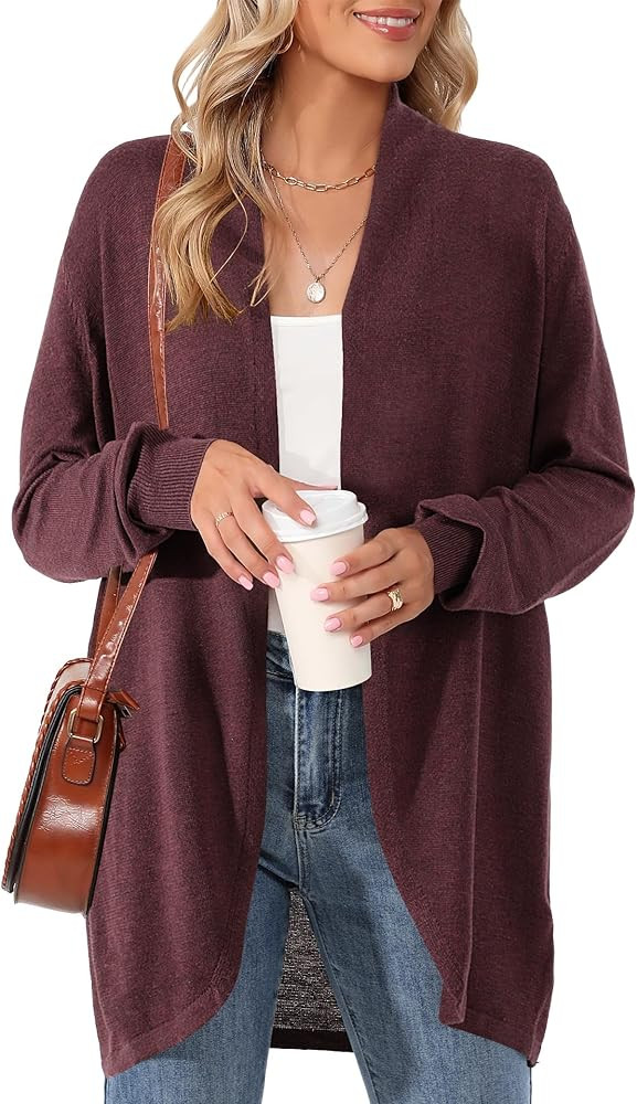 Amoretu Women Cardigans Lightweight Open Front Long Sleeve Duster Cardigan Sweater | Amazon (US)