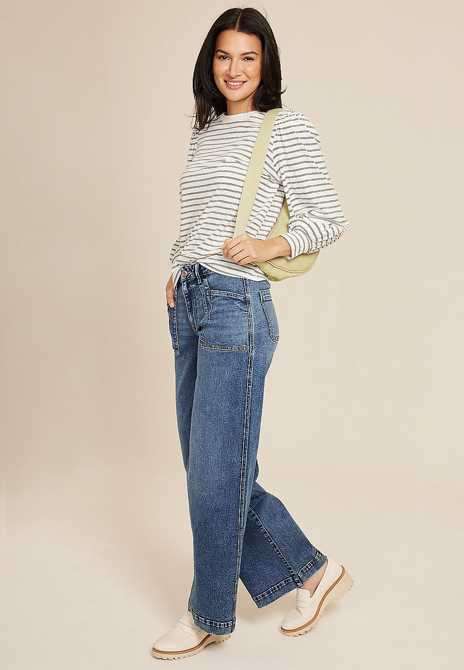 Patch Pocket High Rise Wide Leg Jean | Maurices