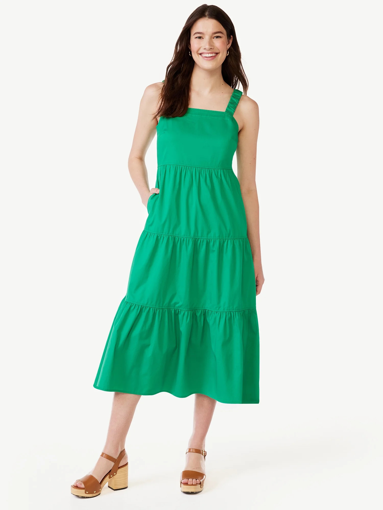 Free AssemblyFree Assembly Women's Sleeveless Square Neck Maxi Dress with Elastic Straps, Sizes X... | Walmart (US)