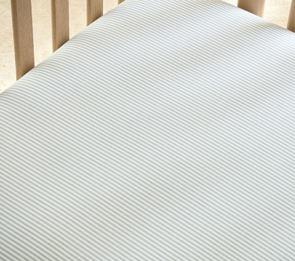 Oxford Stripe Organic Cotton Crib Fitted Sheet | Pottery Barn Kids
