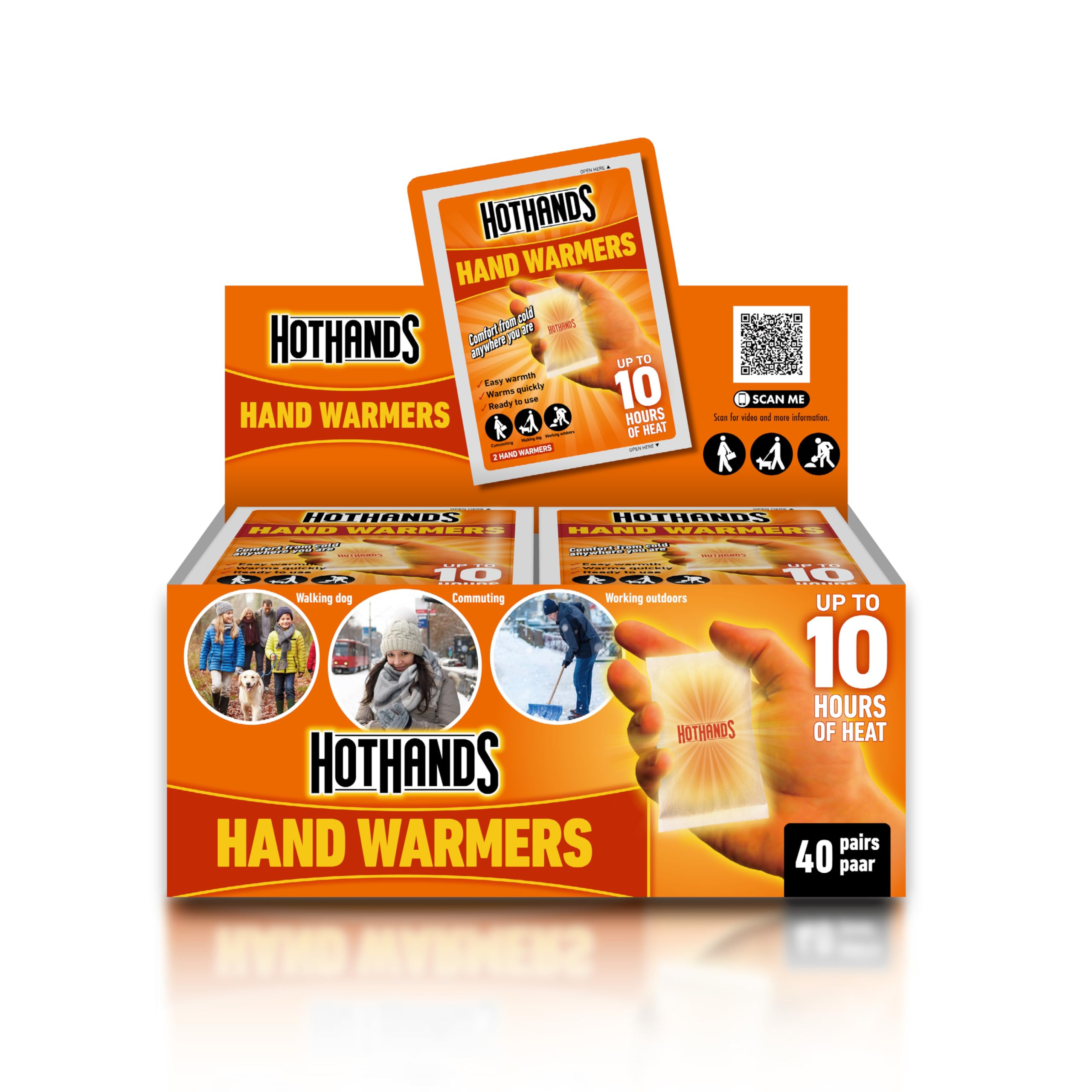 HotHands Hand Warmers - 40 pairs - 10 hours of heat - Air activated - Ready to use, 8368342, Oran... | Amazon (UK)