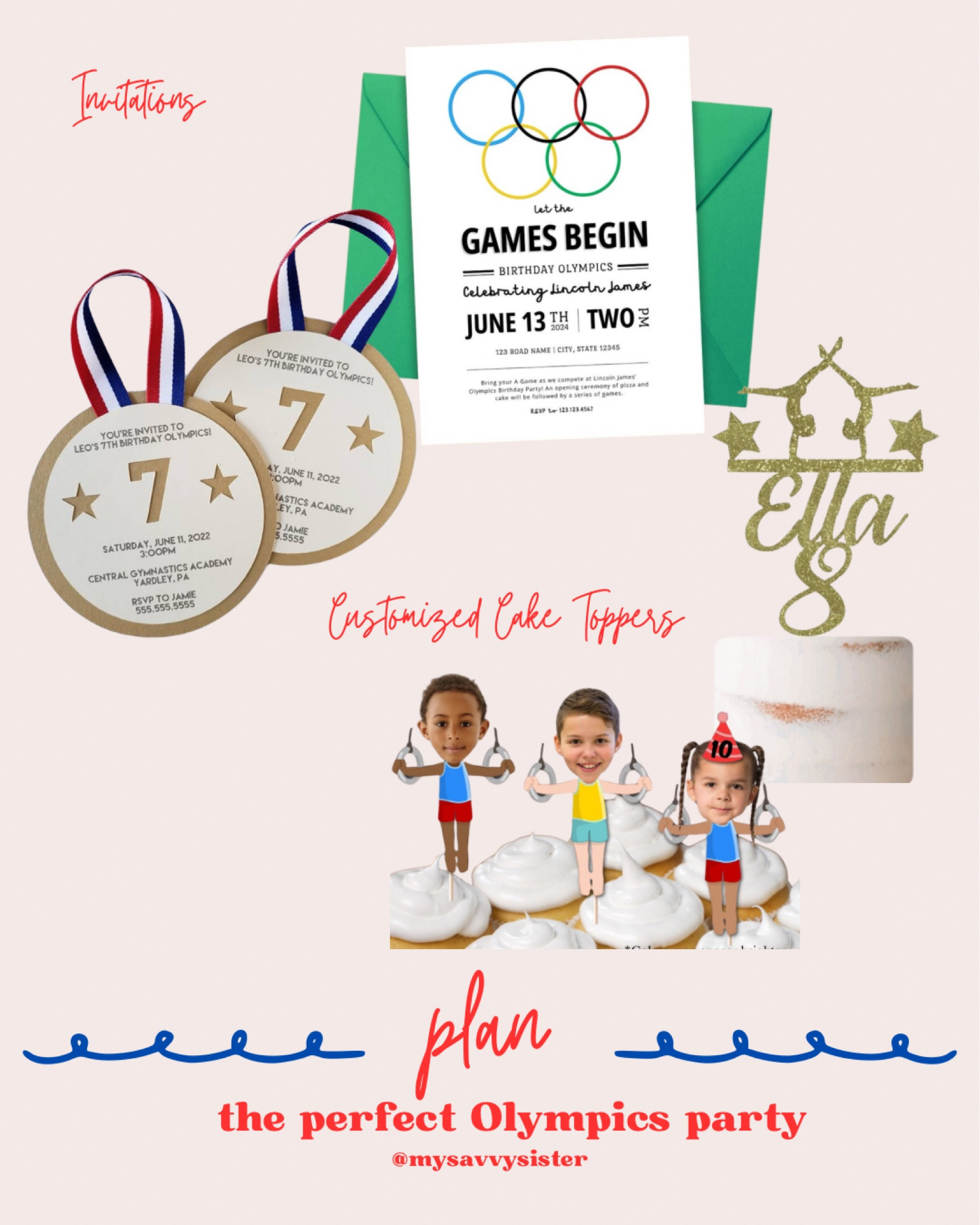 Etsy has your personalized party items covered.  How fun are these invitation & cake / cupcake toppers?! You need these if you’re throwing an Olympics Birthday Party!

#LTKKids #LTKFamily #LTKParties