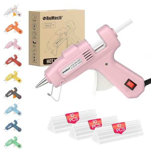 ROMECH 20W Mini Hot Glue Gun with 30 Glue Sticks Set, Fast Preheating Hot Glue Gun Kit Heavy Duty Gluegun for Craft, DIY, Repairs (Pink) | Amazon (US)
