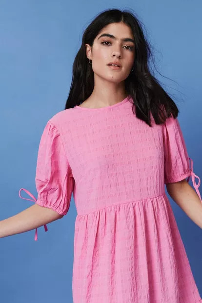 Checked Tiered Smock Midi Dress | Nasty Gal (US)