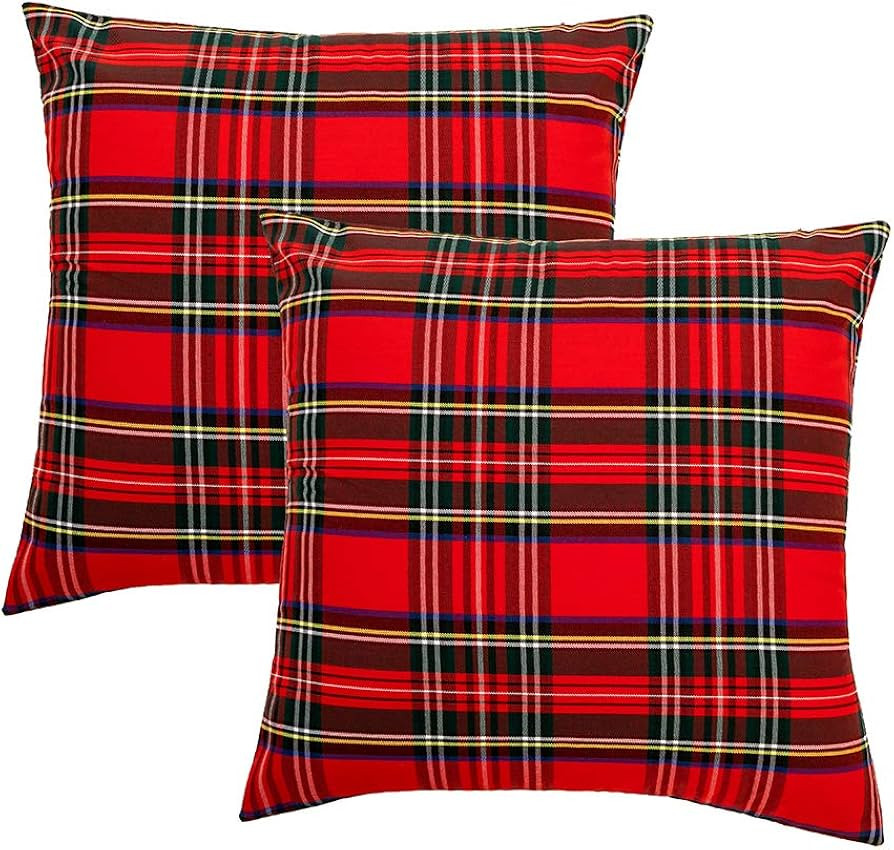 GTEXT 2 Pack Christmas Decor Red Plaids Pillow Covers Buffalo Check Throw Pillow Cover Tartan Cuh... | Amazon (US)