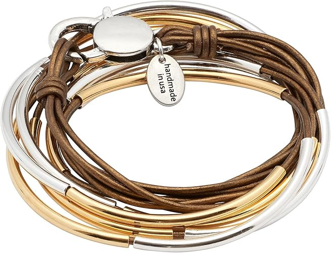 Lizzy Classic Gold & Silver 4 Strand Metallic Bronze Leather Wrap Bracelet | Amazon (US)