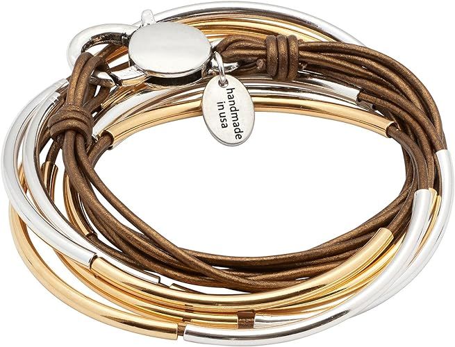 Lizzy Classic Gold & Silver 4 Strand Metallic Bronze Leather Wrap Bracelet | Amazon (US)