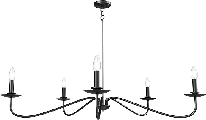 Farmhouse Chandelier, Black Chandeliers for Dining Room, 5 Lights Pendant Light Fixtures Adjustab... | Amazon (US)